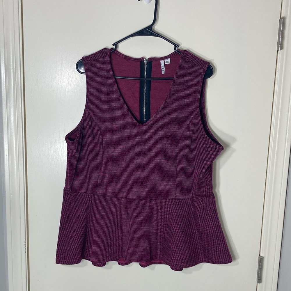 Elle Women’s Purple Sleeveless Peplum Top Plus Size XXL‎